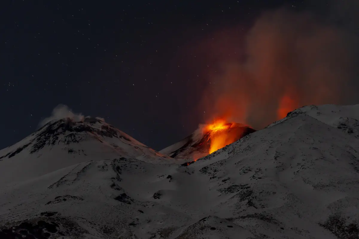 Calor e frio misturados nas colinas do Etna