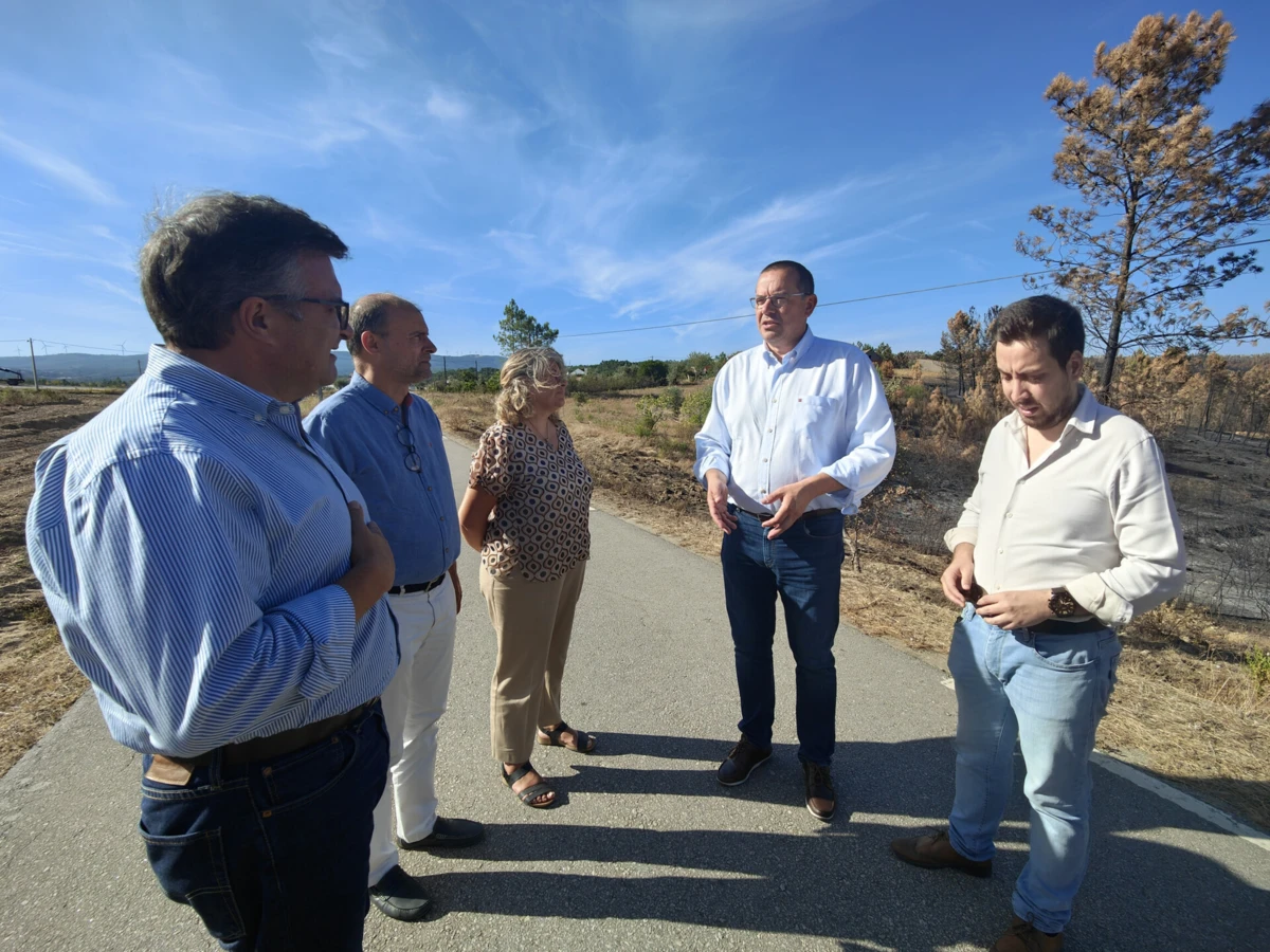 João Lobo (segundo à direita) durante a visita às área afetadas pelos incêndios