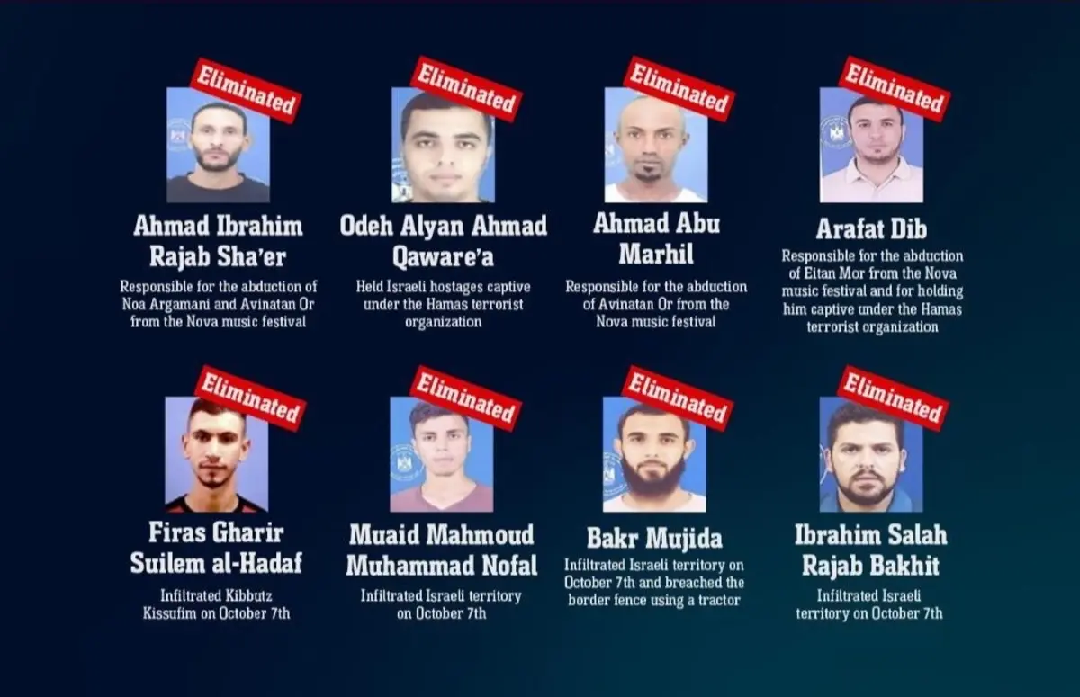 A mensagem surge acompanhada por fotografias dos elementos do Hamas