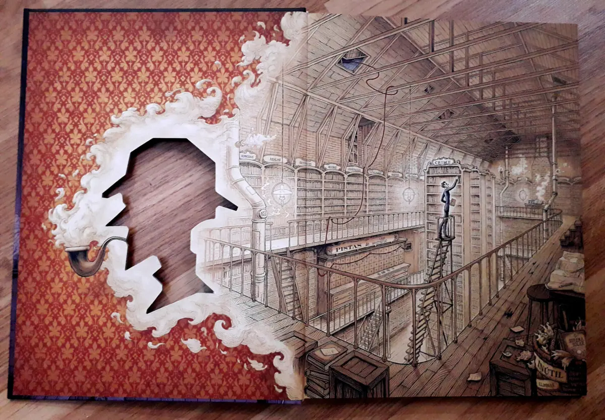 Cabeça de Sherlock Holemes é transformada num local físico, com biblioteca, laboratório e outros espaços visitáveis