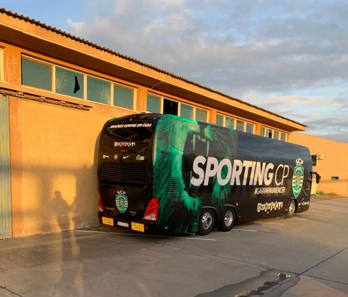Autocarro do Sporting ficou estacionado em Beja