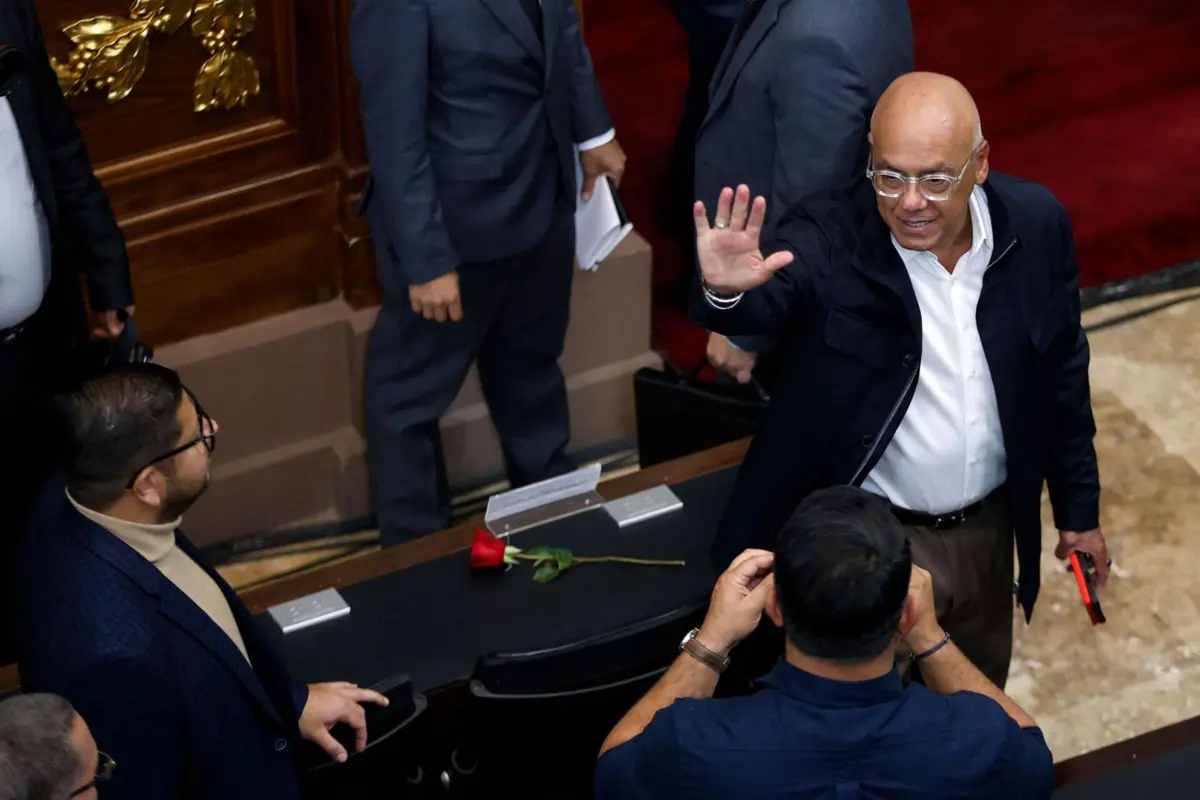 O presidente do Parlamento venezuelano, Jorge Rodríguez