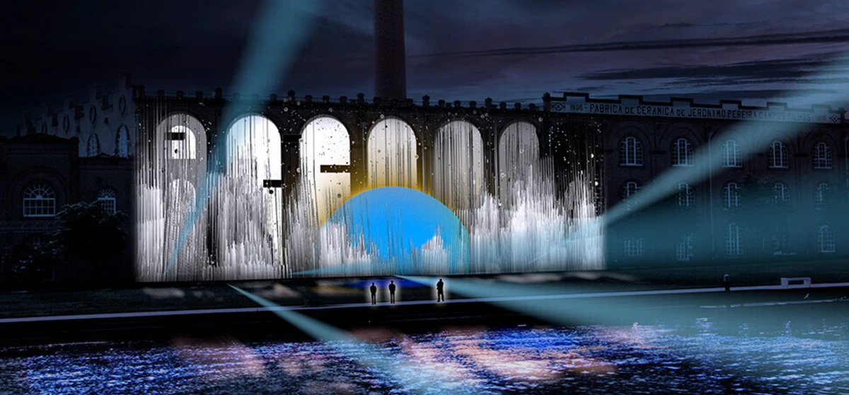 Projeção “Pulsar” transforma a fachada da Antiga Fábrica Jerónimo Pereira Campos num poema dinâmico