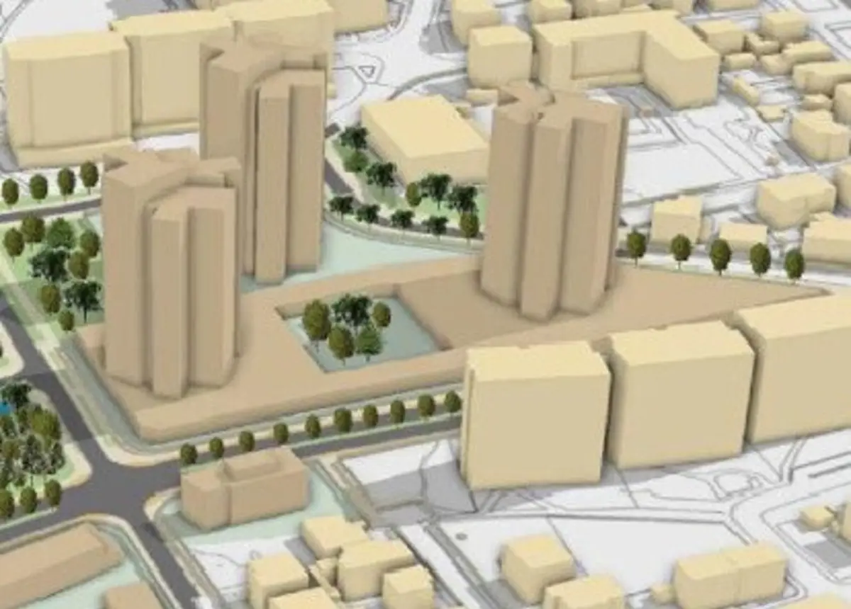 Imagem virtual das três torres na futura Nun’Álvares.