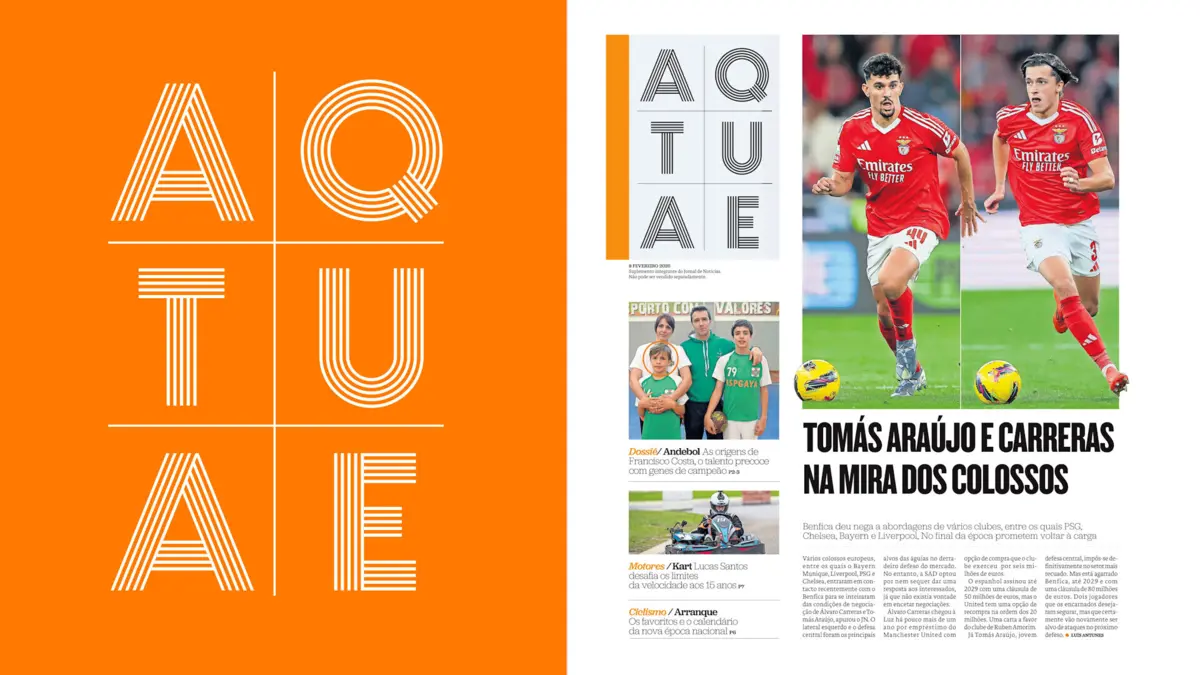 Imagem de contexto do artigo Tomás Araújo e Carreras na mira dos colossos no "Ataque" deste sábado