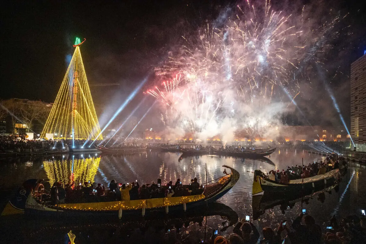 A árvore de Natal gigante voltará a ficar no Cais da Fonte Nova, em Aveiro