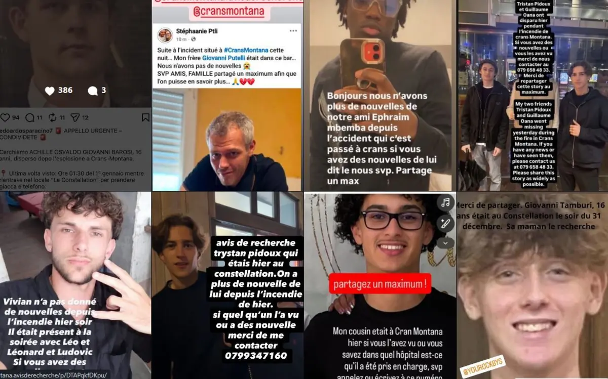 Imagens divulgadas no Intagram, para obter informações sobre desaparecidos