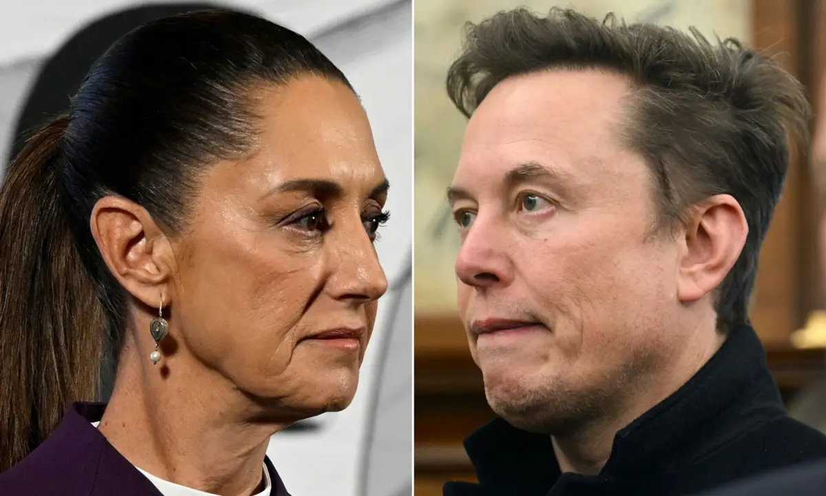 A presidente mexicana Claudia Sheinbaum e o dono da SpaceX Elon Musk