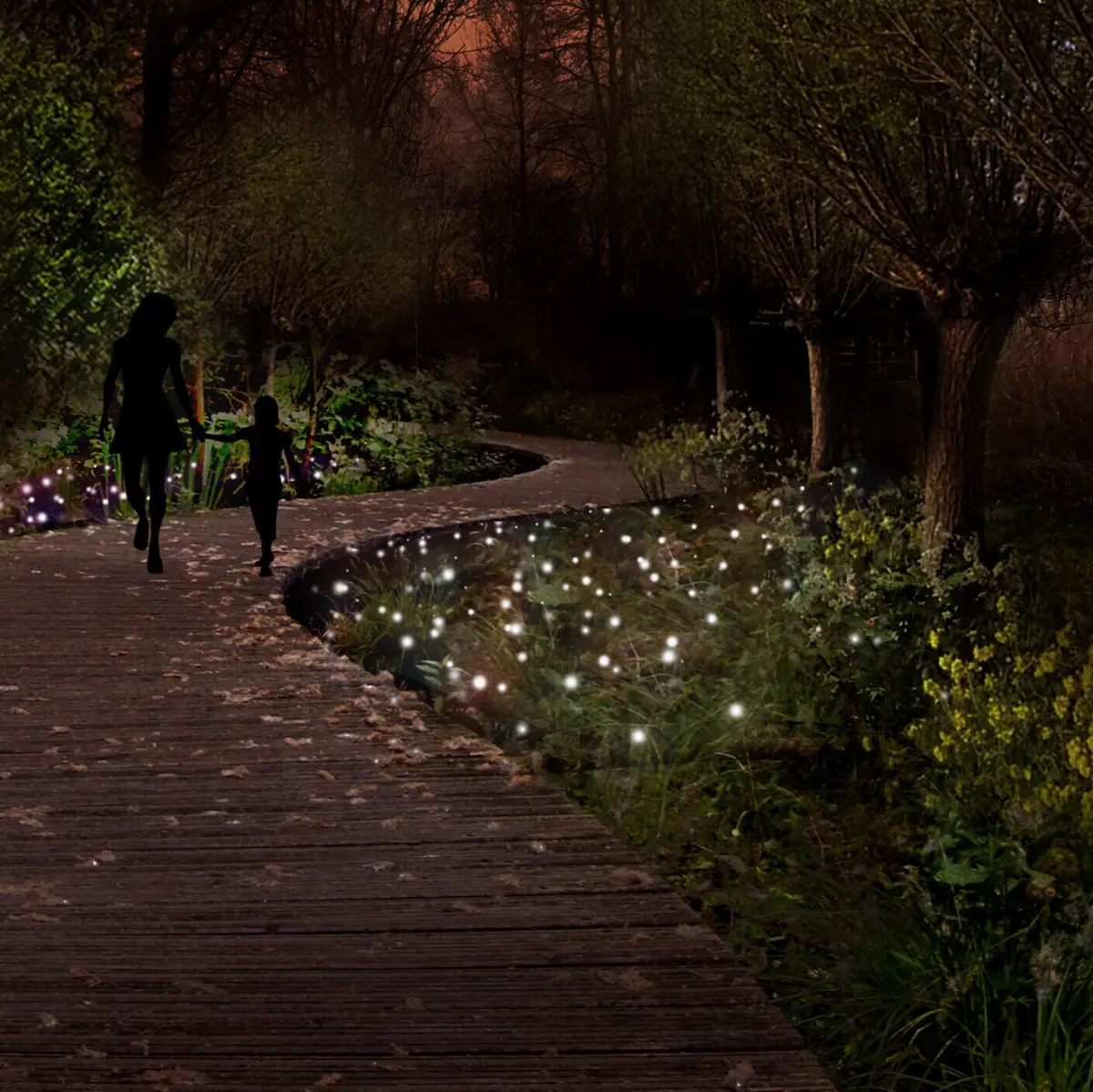 Jardim em Roterdão iluminado a partir do metabolismo de microrganismos no solo