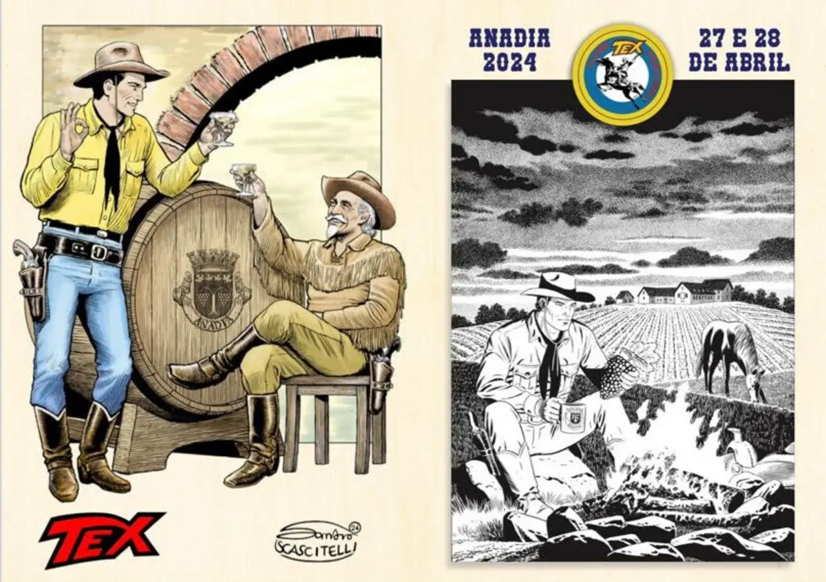 Desenho de Fabio Civitelli ilustra um dos cartazes da 9.ª Mostra do Clube Tex Portugal, que começa este sábado, na Anadia.