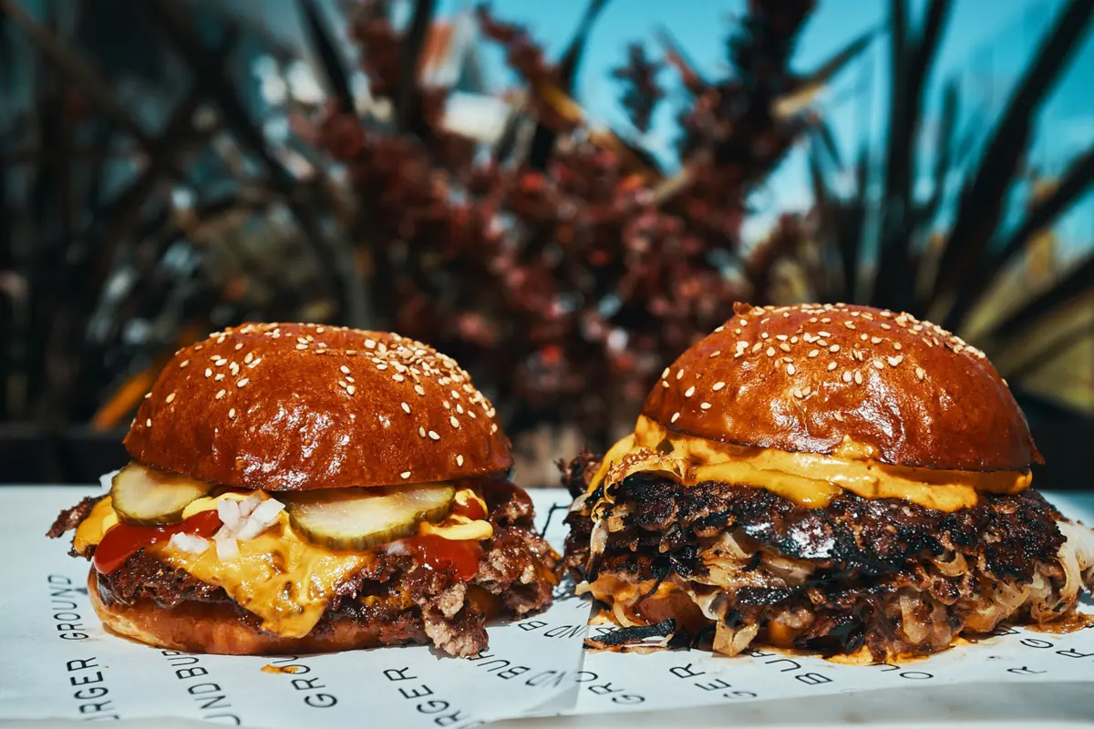 Os smash burgers do restaurante.