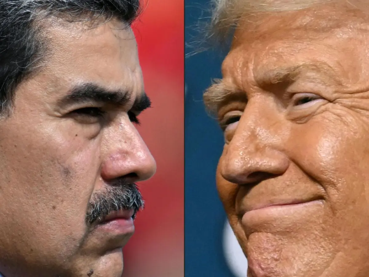 O presidente venezuelano, Nicolás Maduro (esquerda), e o homólogo dos EUA, Donald Trump (direita)