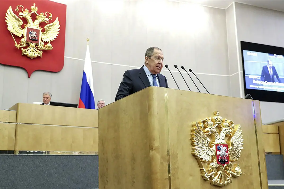 Serguei Lavrov discursou na Duma (câmara baixa da assembleia federal)