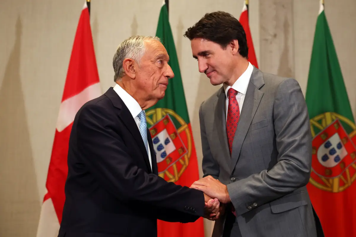 O presidente da República, Marcelo Rebelo de Sousa, e o primeiro-ministro canadiano, Justin Trudeau