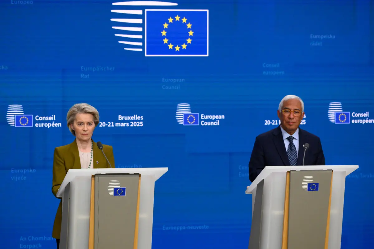Os presidentes da Comissão Europeia, Ursula von der Leyen, e do Conselho Europeu, António Costa