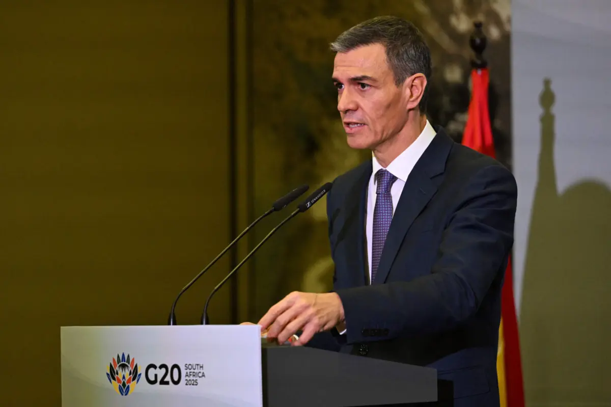 Primeiro-ministro espanhol, Pedro Sánchez, na cimeira de líderes do G20, na África do Sul.