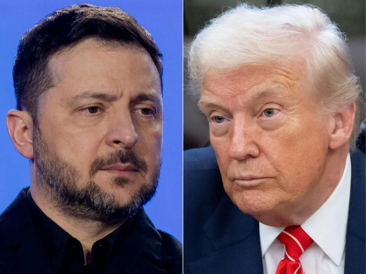 O presidente ucraniano, Volodymyr Zelensky, e o homólogo norte-americano, Donald Trump