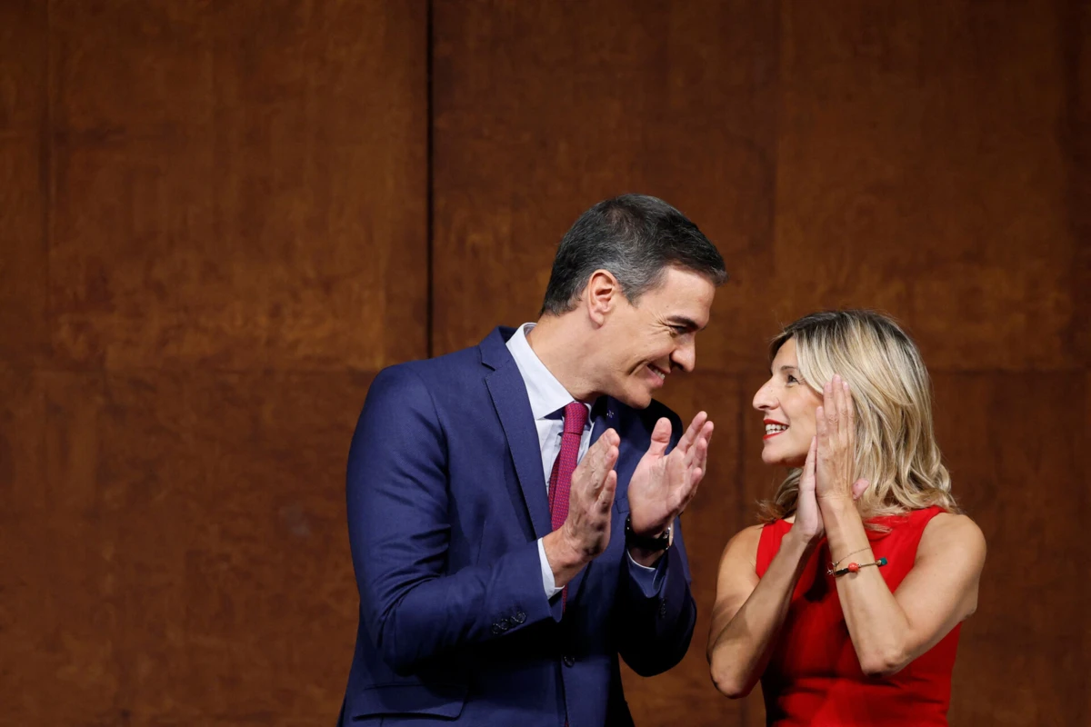 O secretário-geral do PSOE, Pedro Sánchez, e a líder do Sumar, Yolanda Díaz