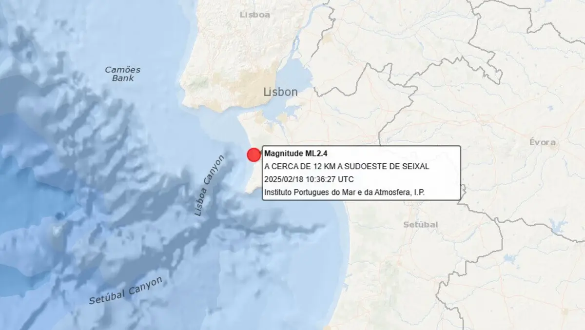 Imagem de contexto do artigo Registados dois novos pequenos sismos perto do Seixal