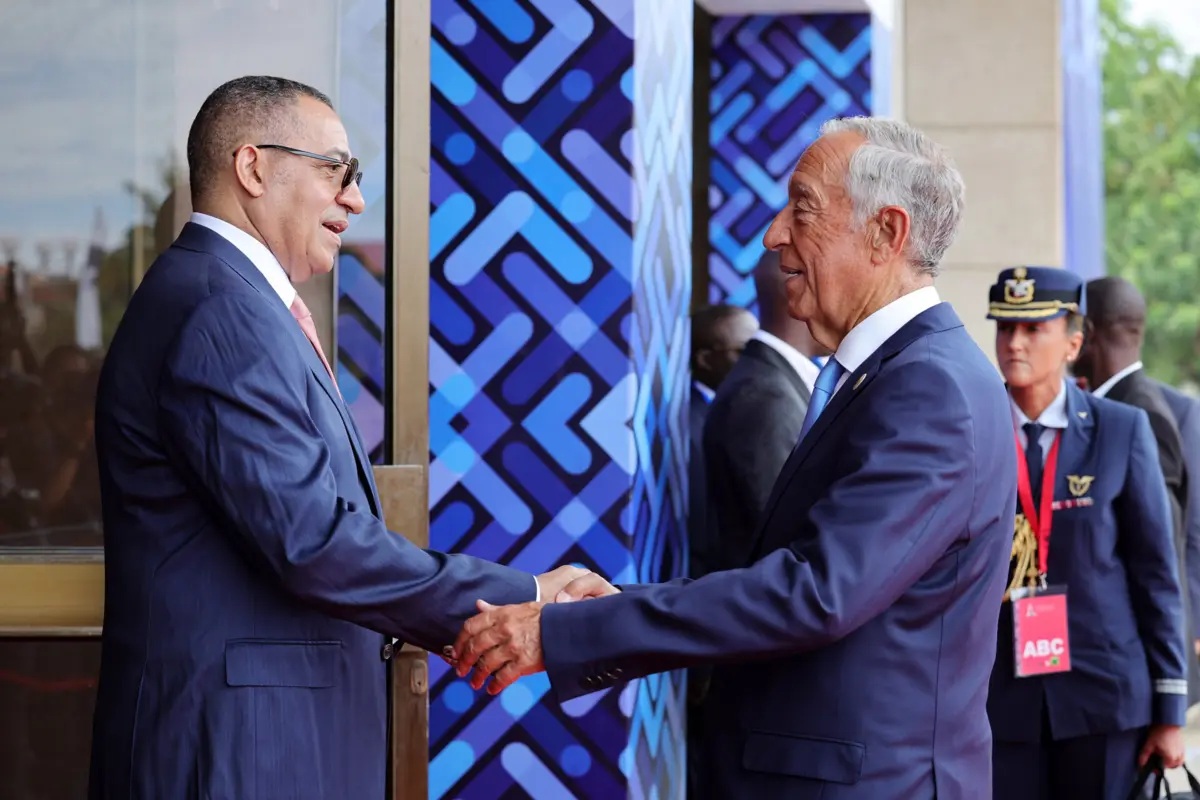 Carlos Vila Nova, presidente da República de São Tomé e Príncipe, com Marcelo Rebelo de Sousa