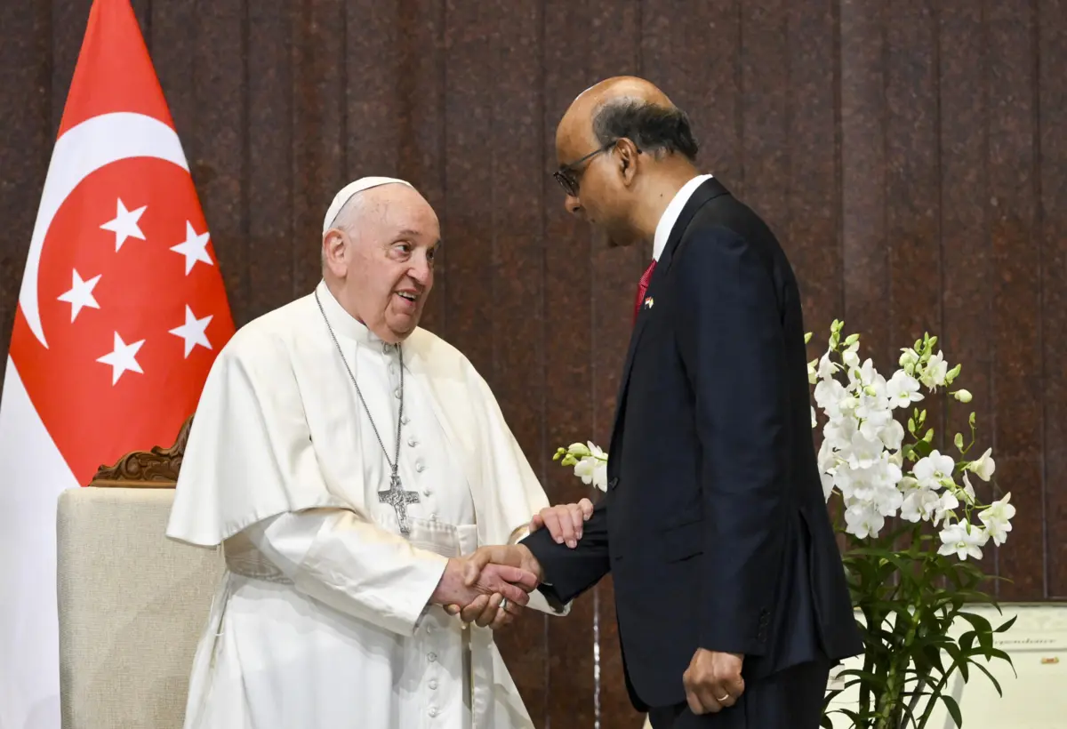 Papa Francisco com o presidente de Singapura
