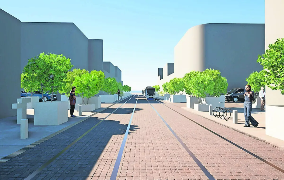 Imagem virtual do projeto a implementar pela Câmara de Matosinhos na zona pedonal na Rua de Brito Capelo