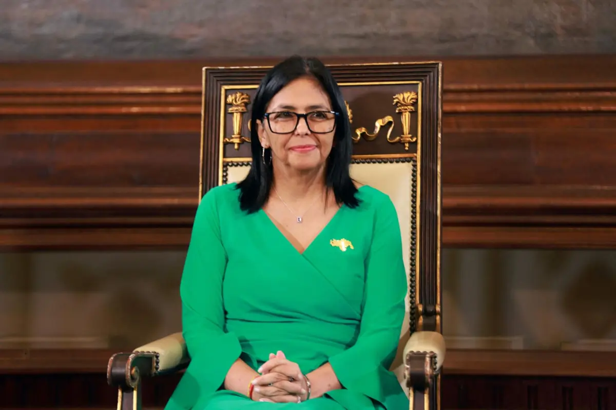 A presidente interina da Venezuela, Delcy Rodríguez