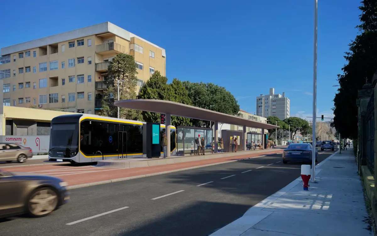 Imagem virtual de uma das estações de metrobus na Avenida da Boavista