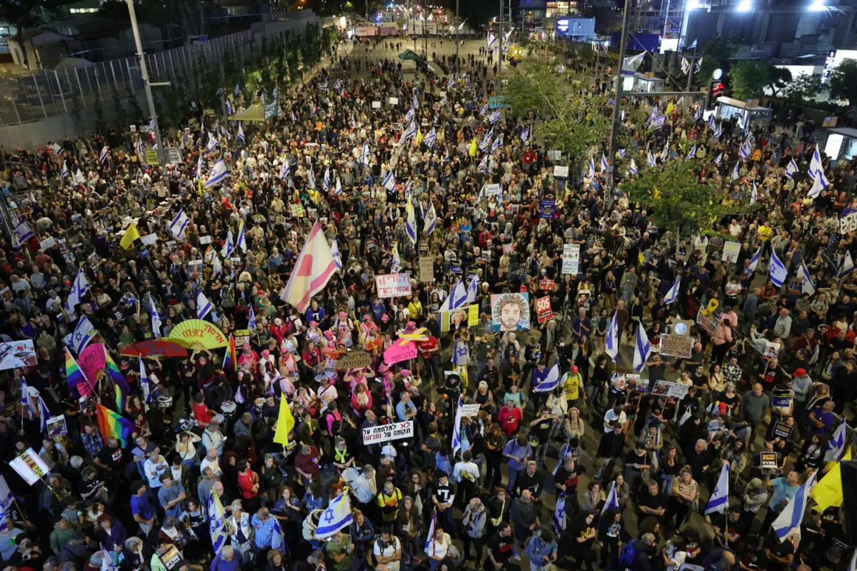 Imagem de contexto do artigo Milhares de israelitas em Telavive em apoio aos reféns de Gaza