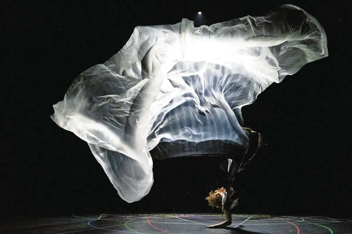 Tecnicamente, a peça assenta numa gramática de movimentos que privilegia a gravidade e a repetição, explorando a verticalidade do corpo em tensão com o chão