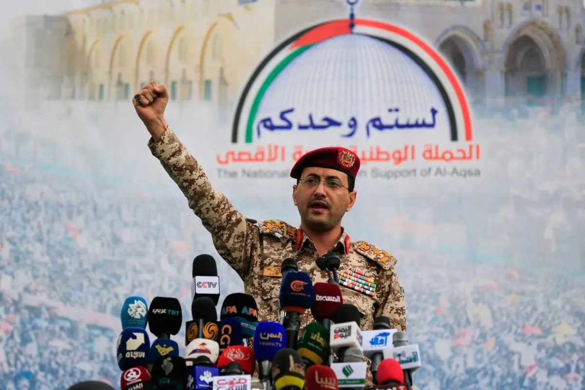 O brigadeiro-general Yahya Saree, porta-voz militar dos huthis