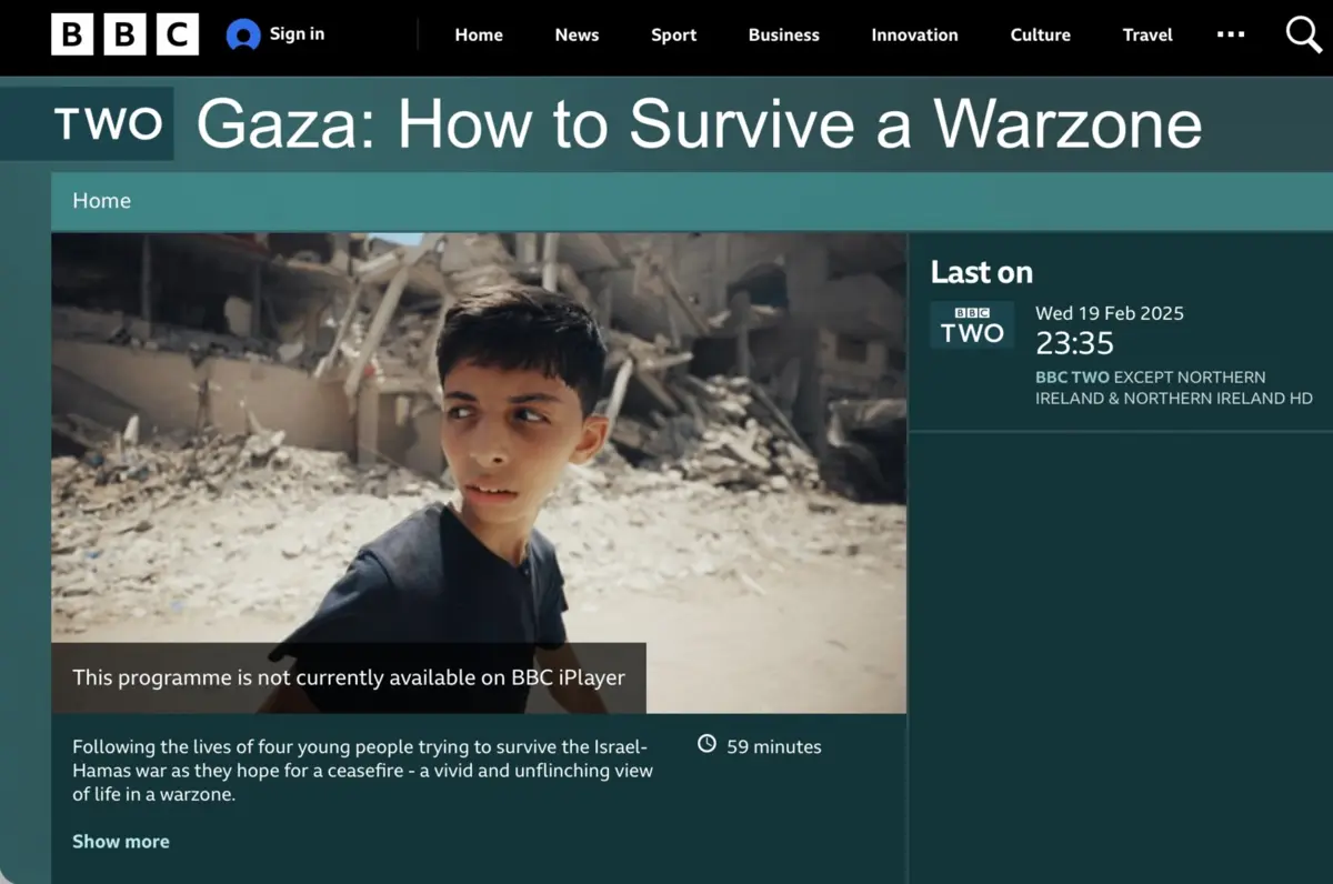 Cena do documentário "Gaza: How to Survive a Warzone", transmitido pela BBC Two, que acompanha o quotidiano de quatro jovens em plena guerra entre Israel e o Hamas. O programa foi entretanto retirado da plataforma BBC iPlayer