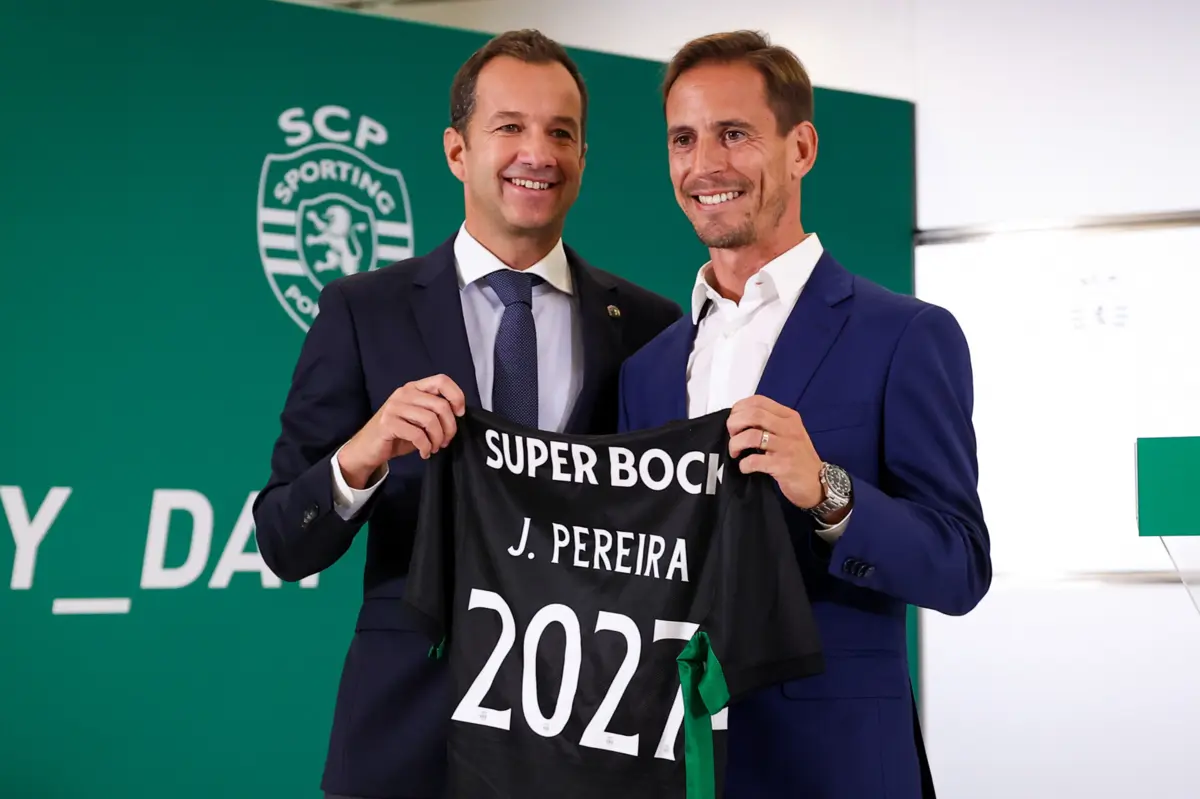 Frederico Varandas, presidente do Sporting, e o novo treinador