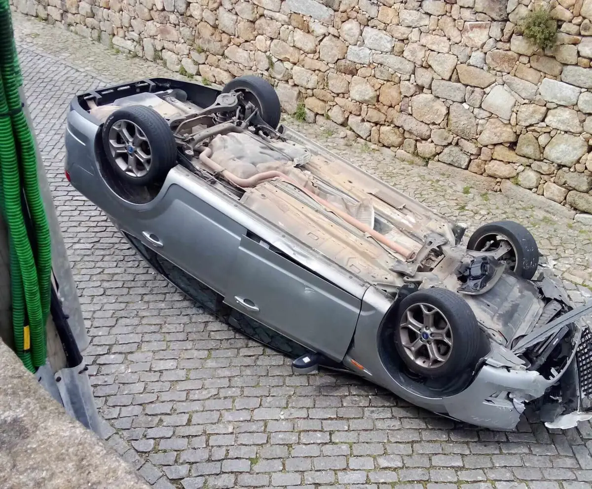 Imagem de contexto do artigo Carro destravado destrói muro e cai para estrada em Leça da Palmeira