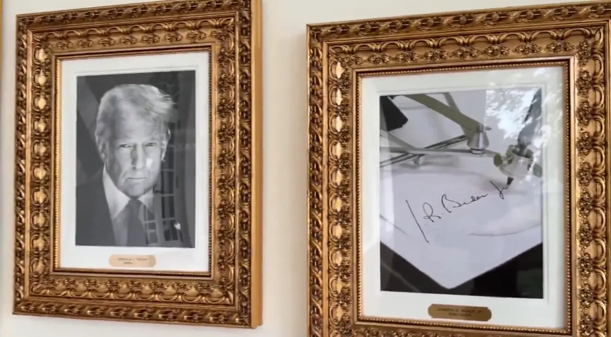 Retrato de Biden foi substituído por uma foto de uma caneta automática