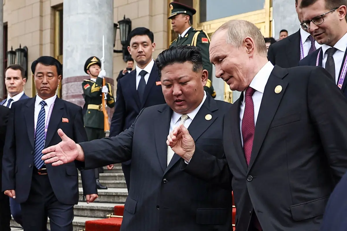 O presidente russo, Vladimir Putin, e o líder norte-coreano, Kim Jong-un
