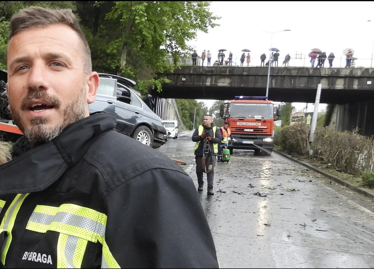 Dudu em pleno teatro de operações, em Braga