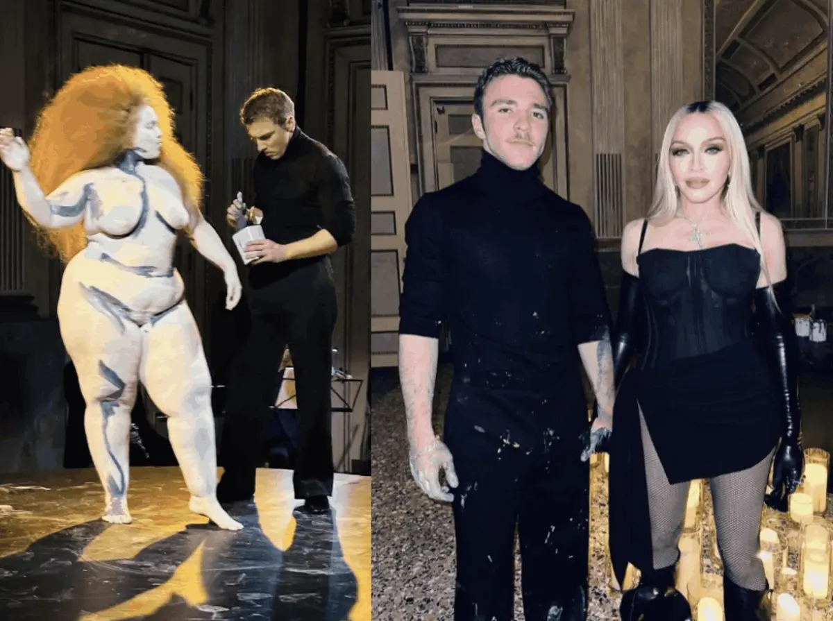 Filho de Madonna pintou modelo vivo para o encerramento de uma exposição