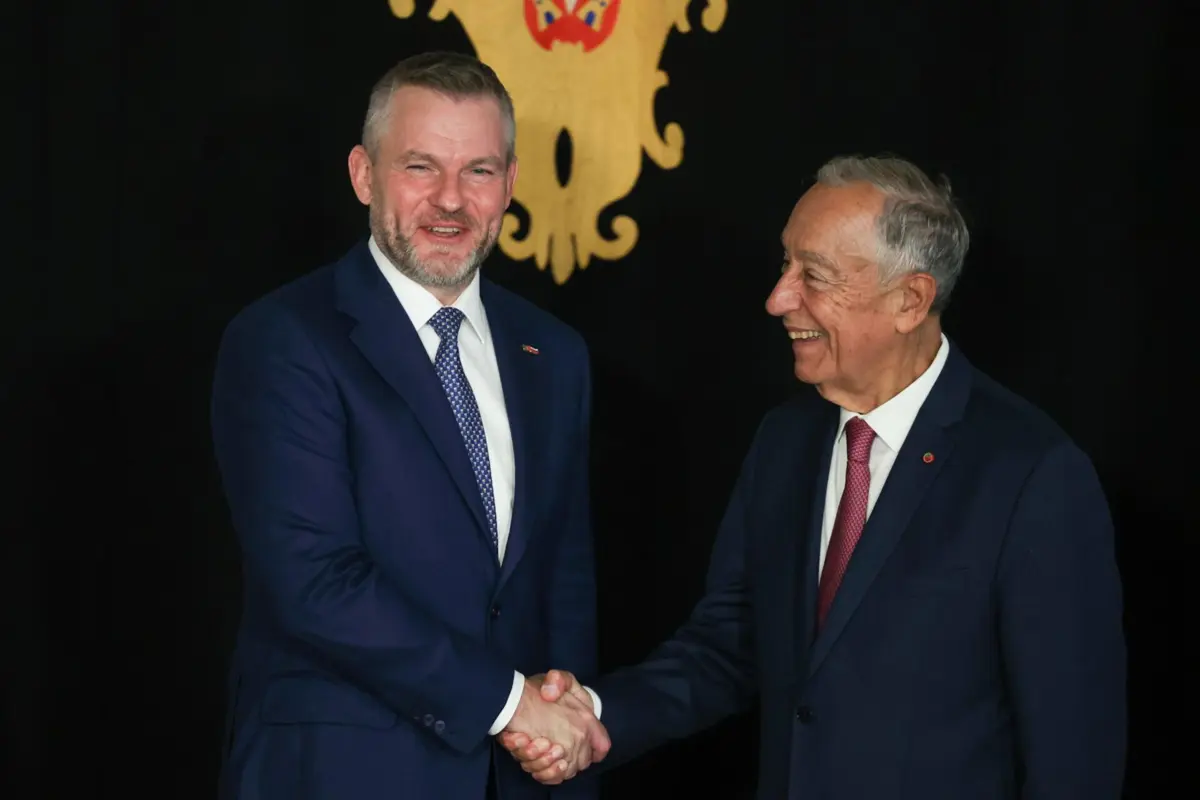 Peter Pellegrini, e Marcelo Rebelo de Sousa no Palácio de Belém