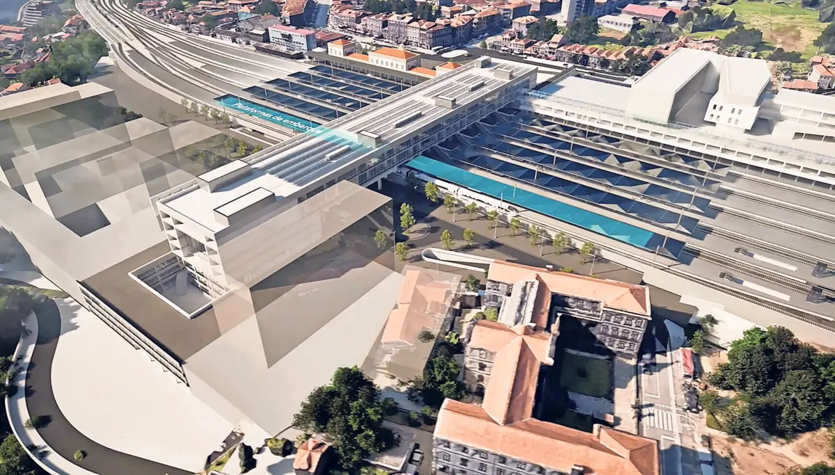 Estação de Campanhã terá novo edifício. Acesso dos passageiros às zonas de embarque será feito através de uma plataforma superior, com escadas rolantes para os cais