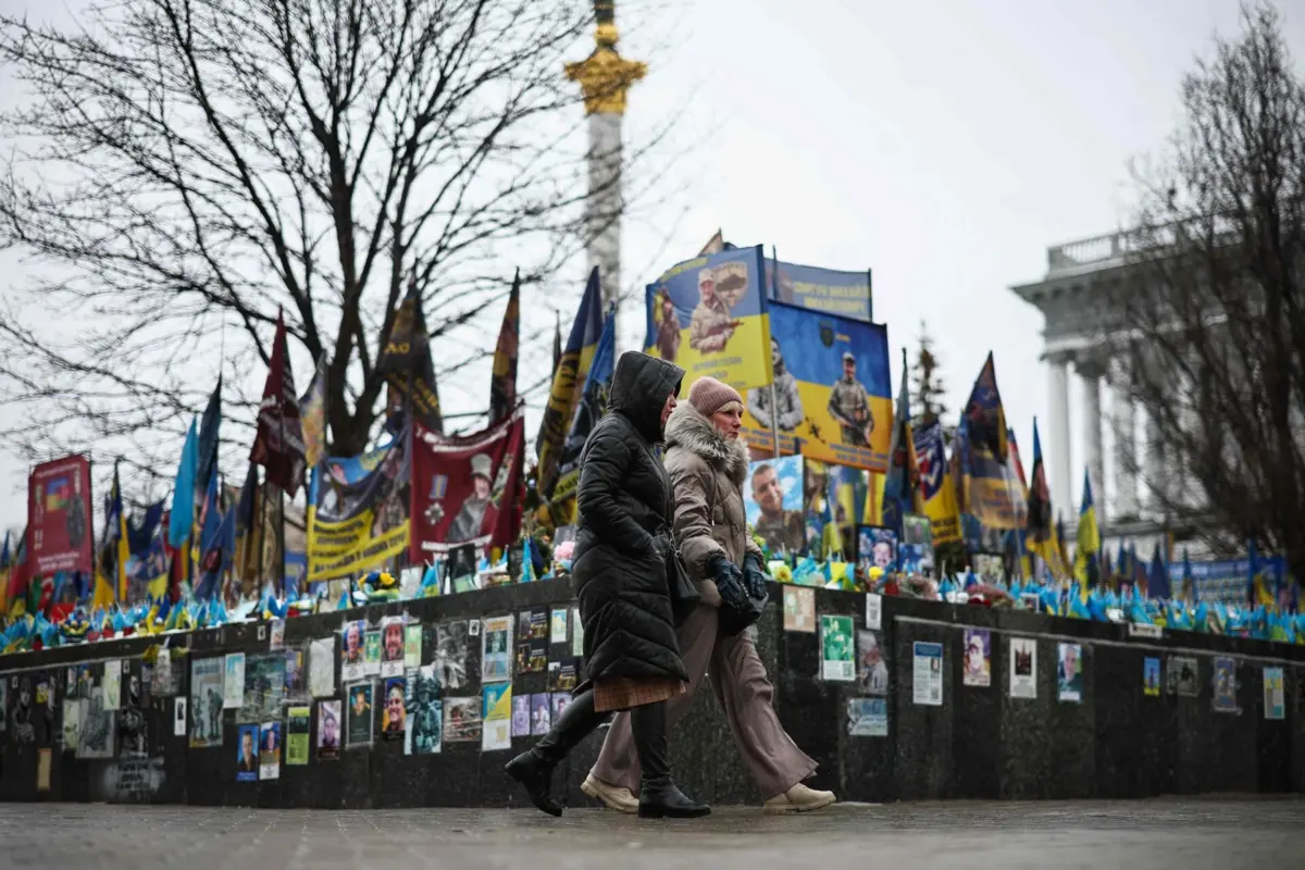 Tributo em Kiev aos soldados mortos na guerra
