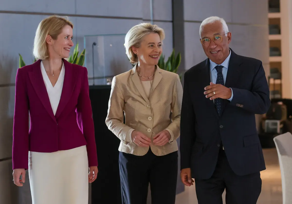 Kaja Kallas, Ursula von der Leyen e António Costa
