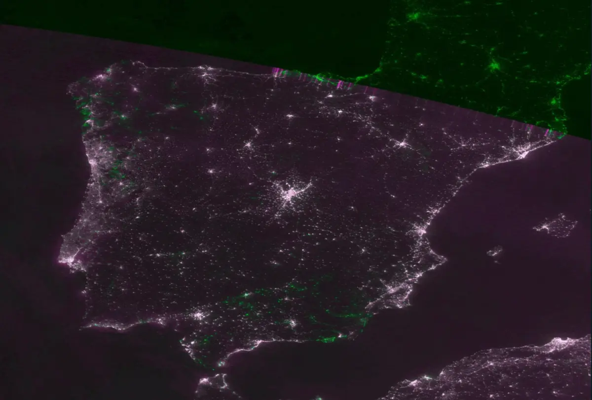 Imagem mostra a Península Ibérica a recuperar da falha de eletricidade