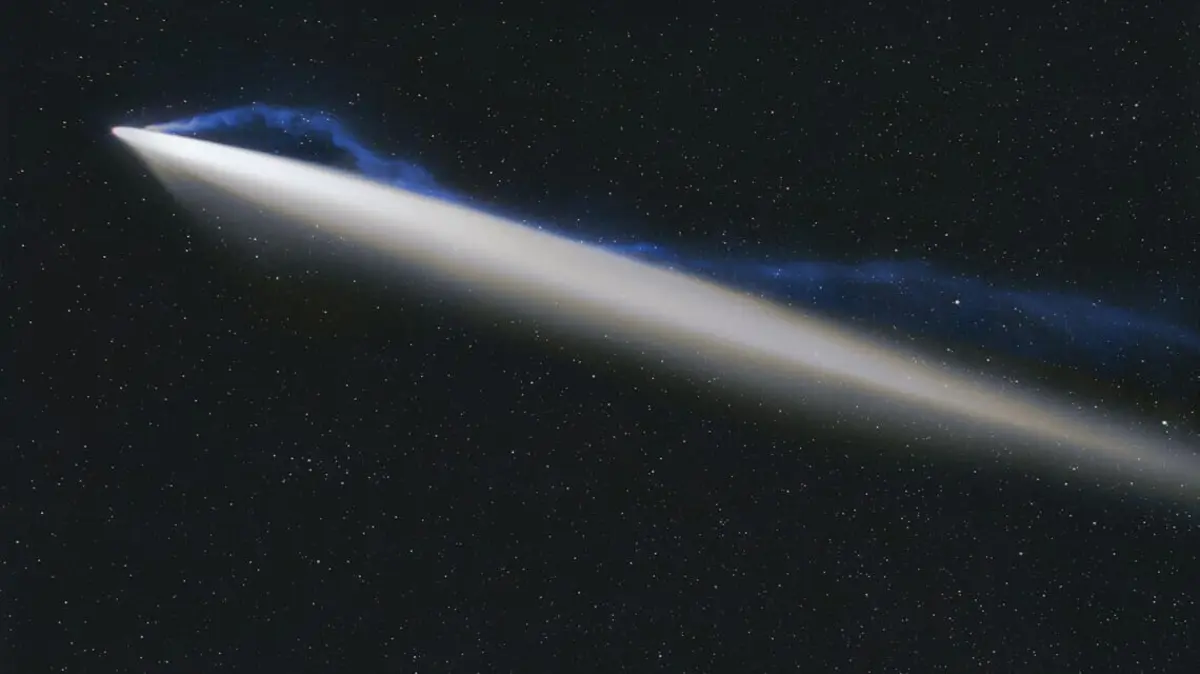 Cometa C/2023 A3 (Tsuchinshan-ATLAS) em 30 de setembro de 2024, visto da Fazenda Astro Tivoli, Namíbia