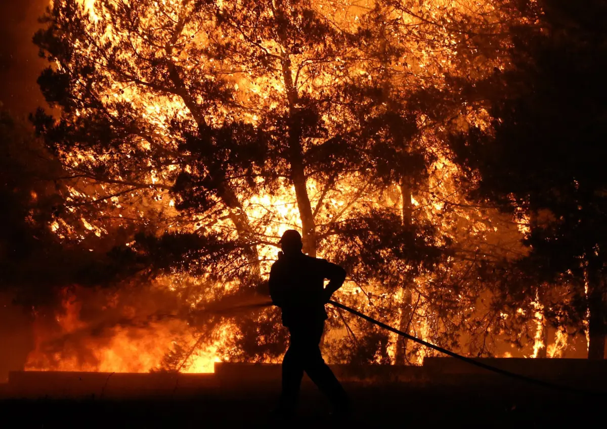 Imagem de contexto do artigo Incêndio florestal na Grécia obriga à retirada de pelo menos mil pessoas