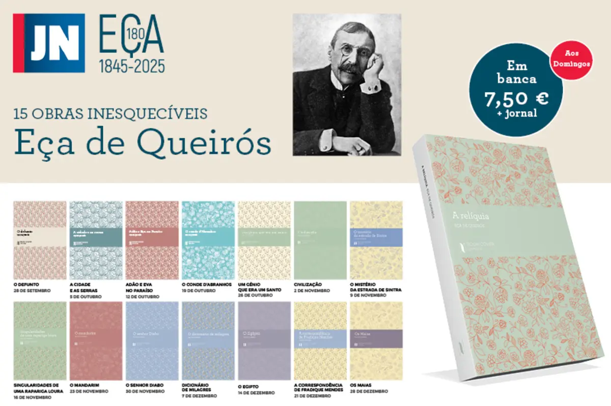 Imagem de contexto do artigo JN lança coleção para assinalar os 180 anos de Eça de Queirós