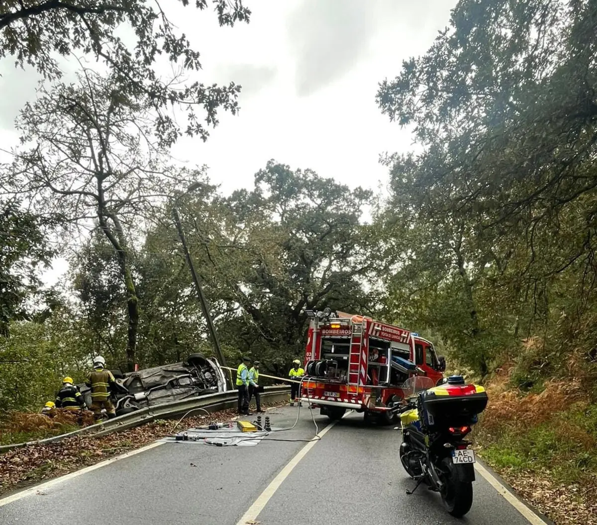 O capotamento ocorreu na Estrada Nacional 205-4