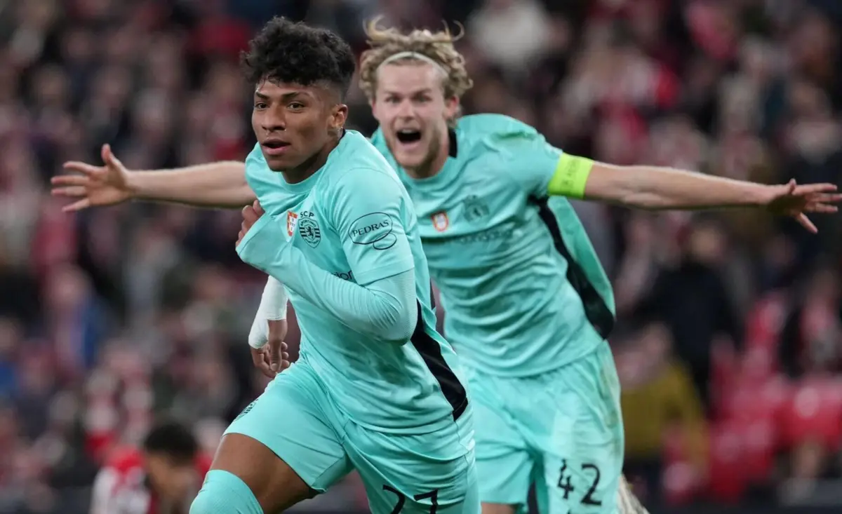 Alisson Santos festeja o golo que valeu os oitavos ao Sporting