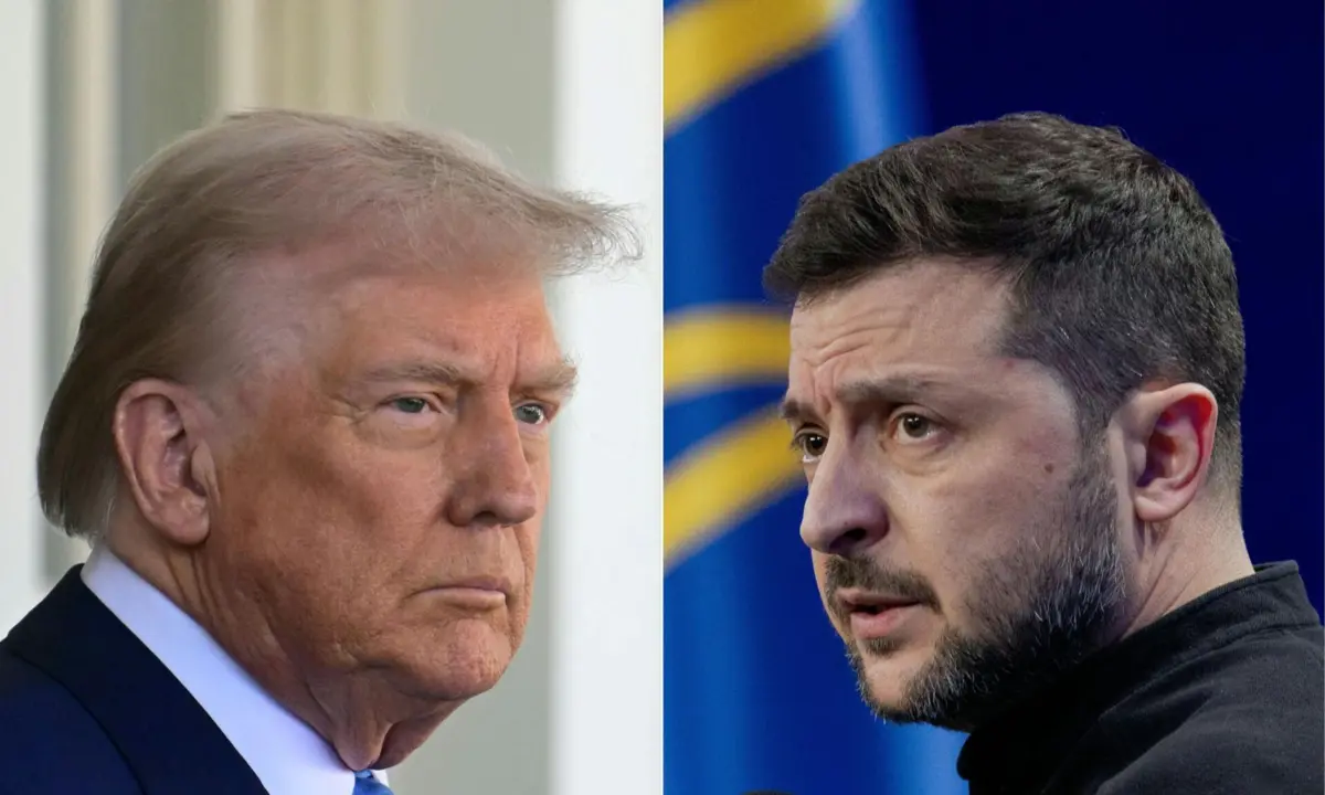 O presidente dos EUA Donald Trump e o seu homólogo ucraniano Volodymyr Zelensky