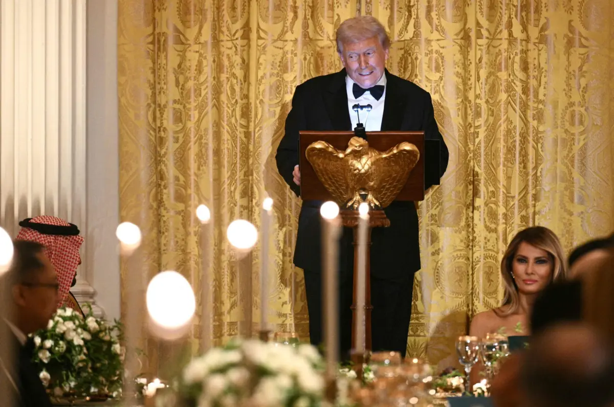 O jantar de gala foi promovido pela primeira-dama, Melania Trump